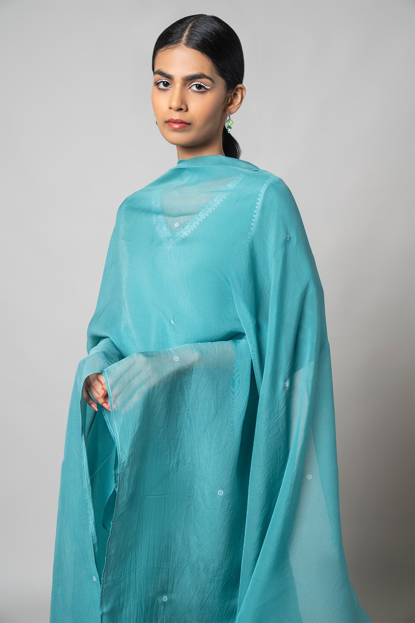 Blue Koi Silk Kurta Set - House of Ayuda