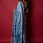Silk Blue Handblock Printed Chanderi Saree - House of Ayuda