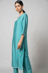 Blue Koi Silk Kurta Set - House of Ayuda