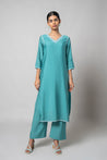 Blue Koi Silk Kurta Set - House of Ayuda