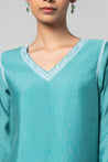 Blue Koi Silk Kurta Set - House of Ayuda