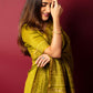 Muddy Yellow Handblock Printed Chanderi Saree - House of Ayuda