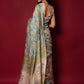 Dusty Blue Handblock Printed Chanderi Saree - House of Ayuda