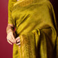Muddy Yellow Handblock Printed Chanderi Saree - House of Ayuda