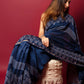 Blue Whale Handblock Printed Chanderi Saree - House of Ayuda