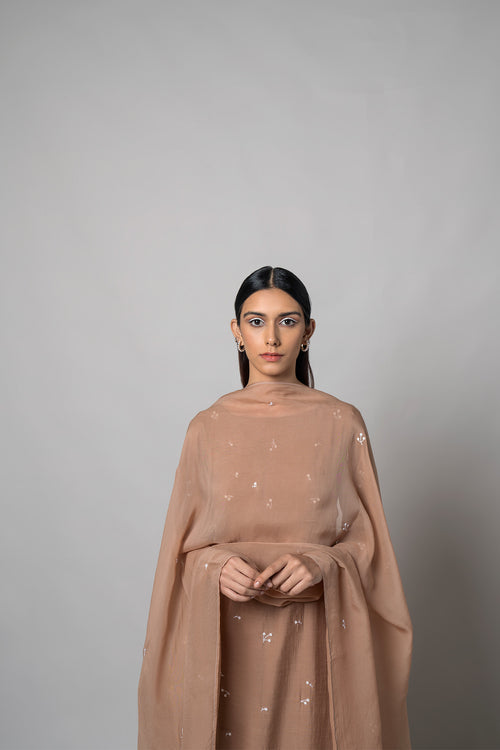 Antique Brass Silk Kurta Set - House of Ayuda