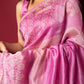Tulip Pink Handblock Printed Chanderi Saree - House of Ayuda