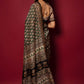 Charcoal Green Handblock Printed Chanderi Saree - House of Ayuda