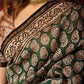 Charcoal Green Handblock Printed Chanderi Saree - House of Ayuda