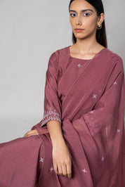 Turkish Rose Silk Kurta Set - House of Ayuda