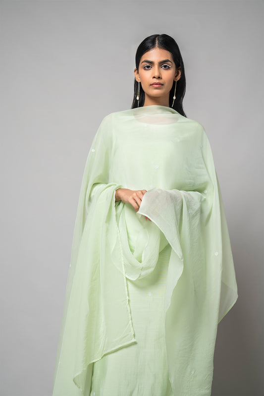 Pixie Green Silk Kurta Set - House of Ayuda